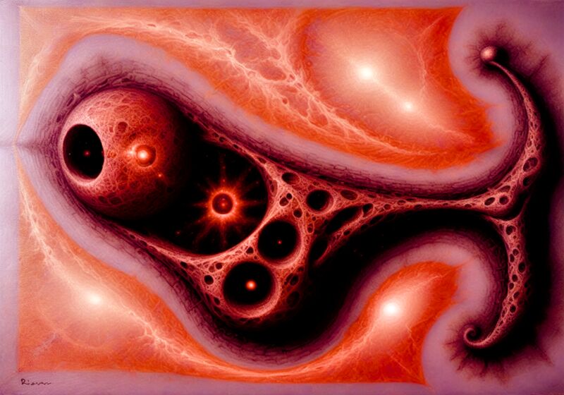 Ultra Massive Existence at Planck Scale - a Digital Graphics and Cartoon by Oscar Riveros